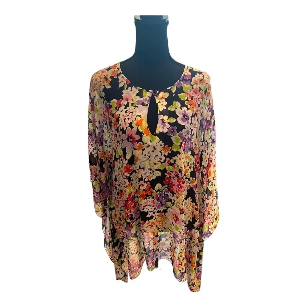 Leggiadro Silk Floral Tunic Coverup S M